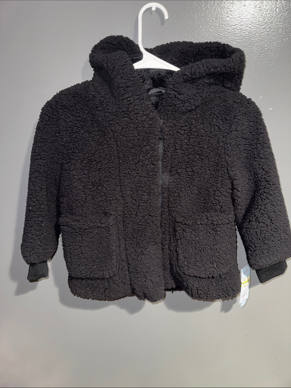 Cat & Jack Black Kids Teddy Puffer Jacket with Hood
